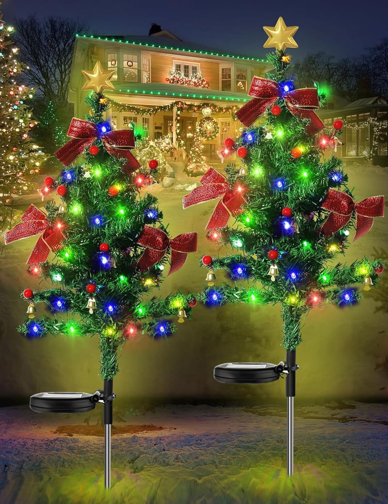 Christmas Lights Solar Tree Decor for a Garden or a Balcony