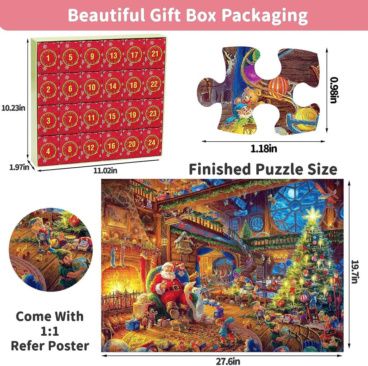 Advent Calendar Jigsaw 1008 Pieces to a 70 x 50 cm Picture