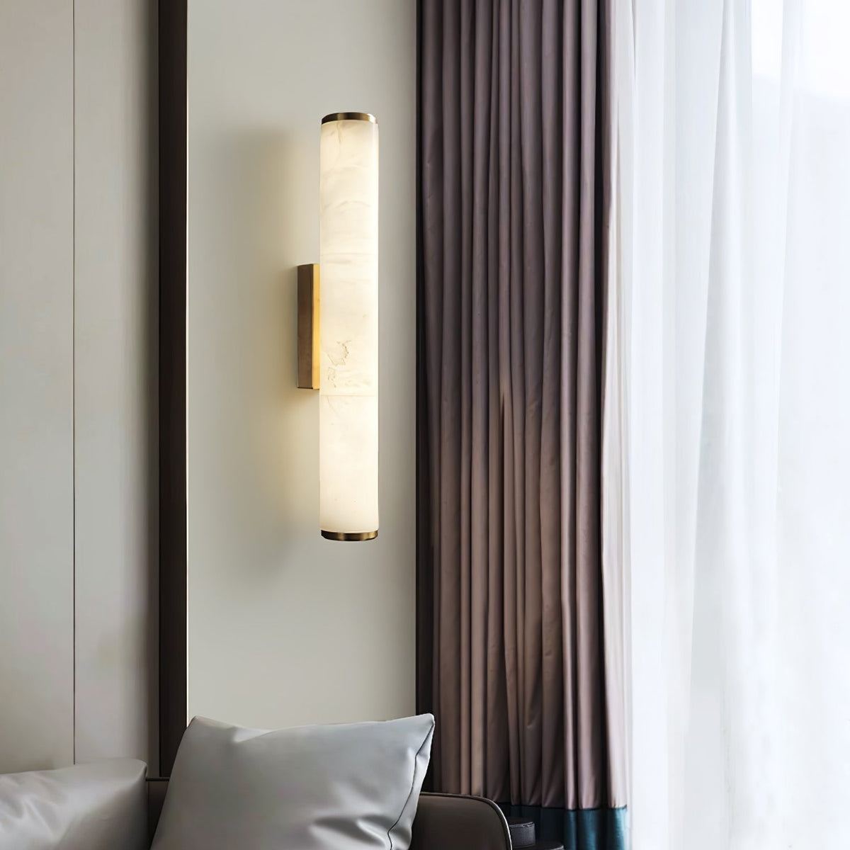 Office Lamp Marble Effect Wall Light LED with Copper Detail for a Minimalist Study Desk