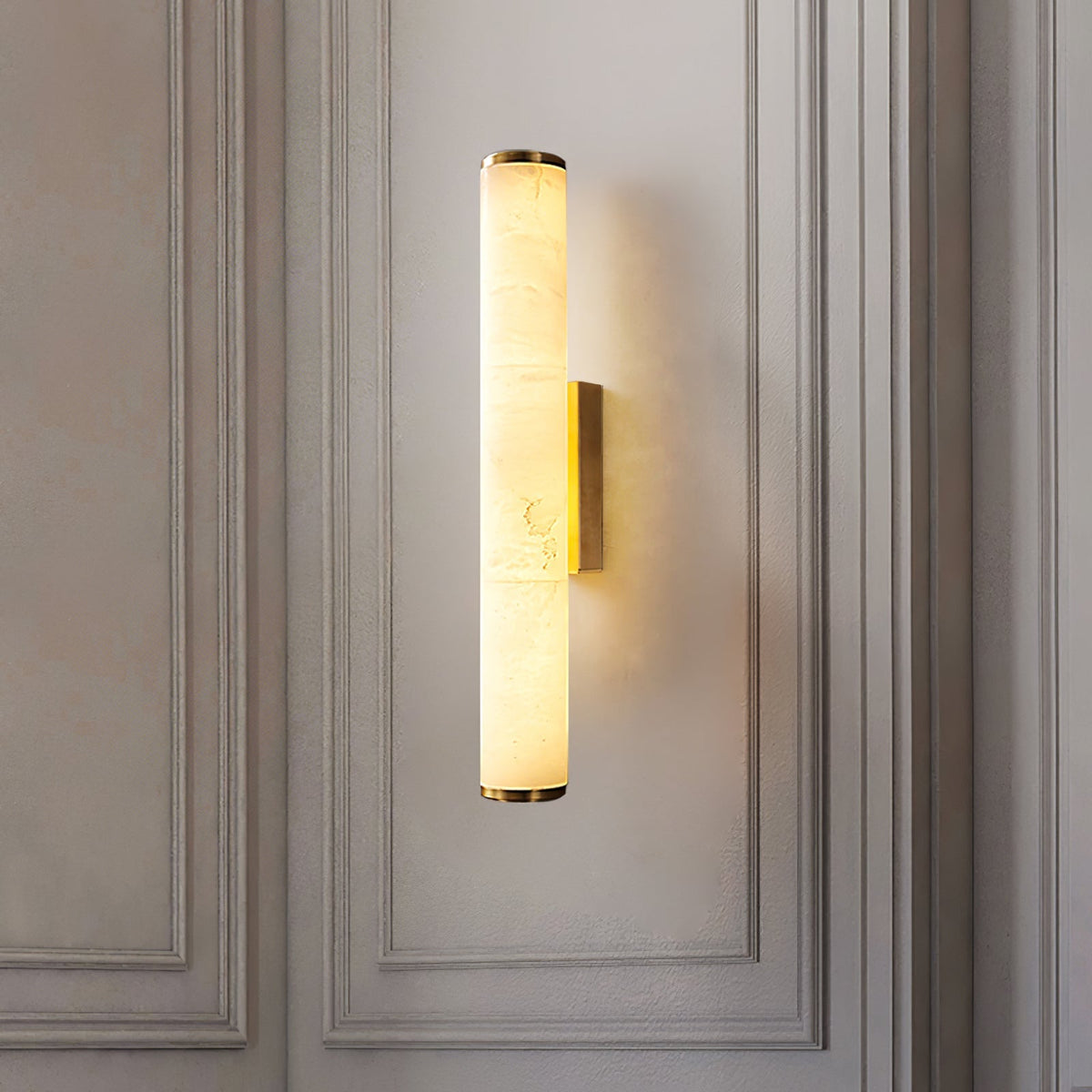 Office Lamp Marble Effect Wall Light LED with Copper Detail for a Minimalist Study Desk