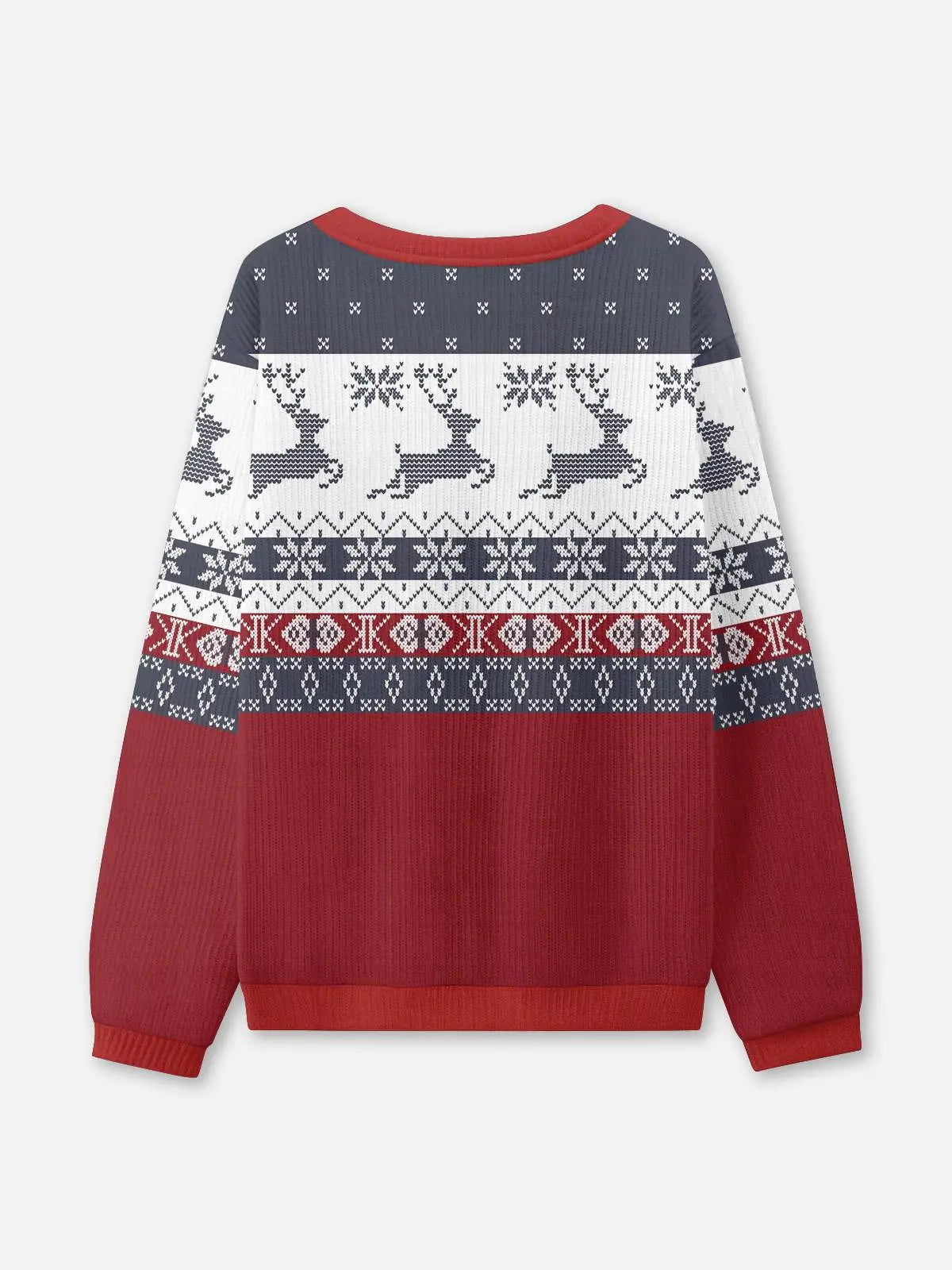 Ugly Christmas Sweater Reindeer Fair Isle Knit in Red to Size 6XL
