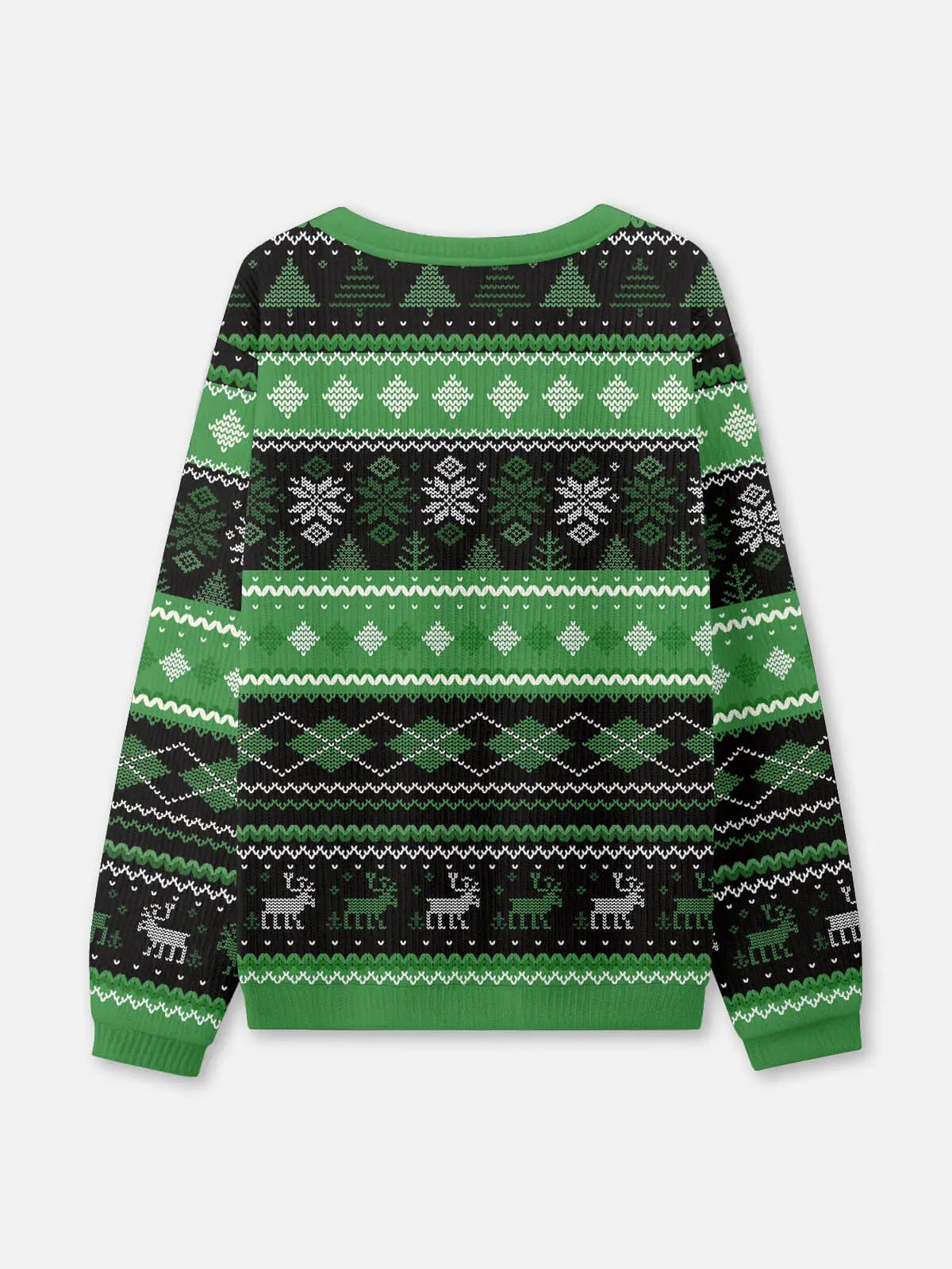 Ugly Christmas Sweater Fair Isle Reindeer in Red or Green
