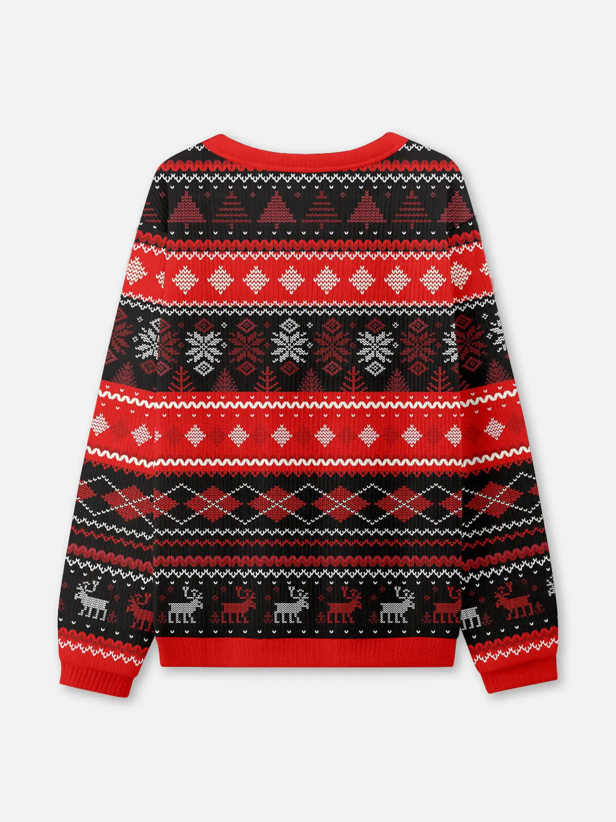 Ugly Christmas Sweater Fair Isle Reindeer in Red or Green