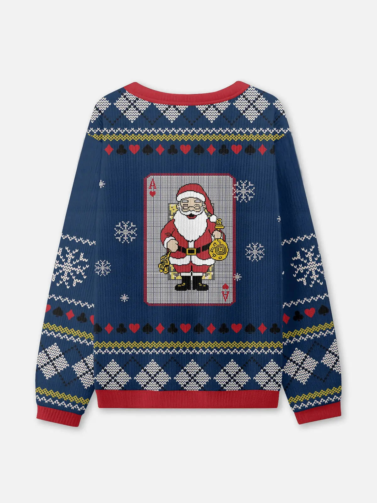 Ugly Christmas Sweater Santa as the Ace of Hearts in Navy
