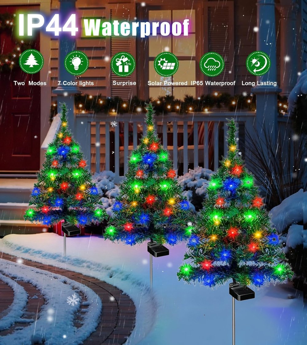 Christmas Lights Solar Tree Weatherproof for a Path or Patio