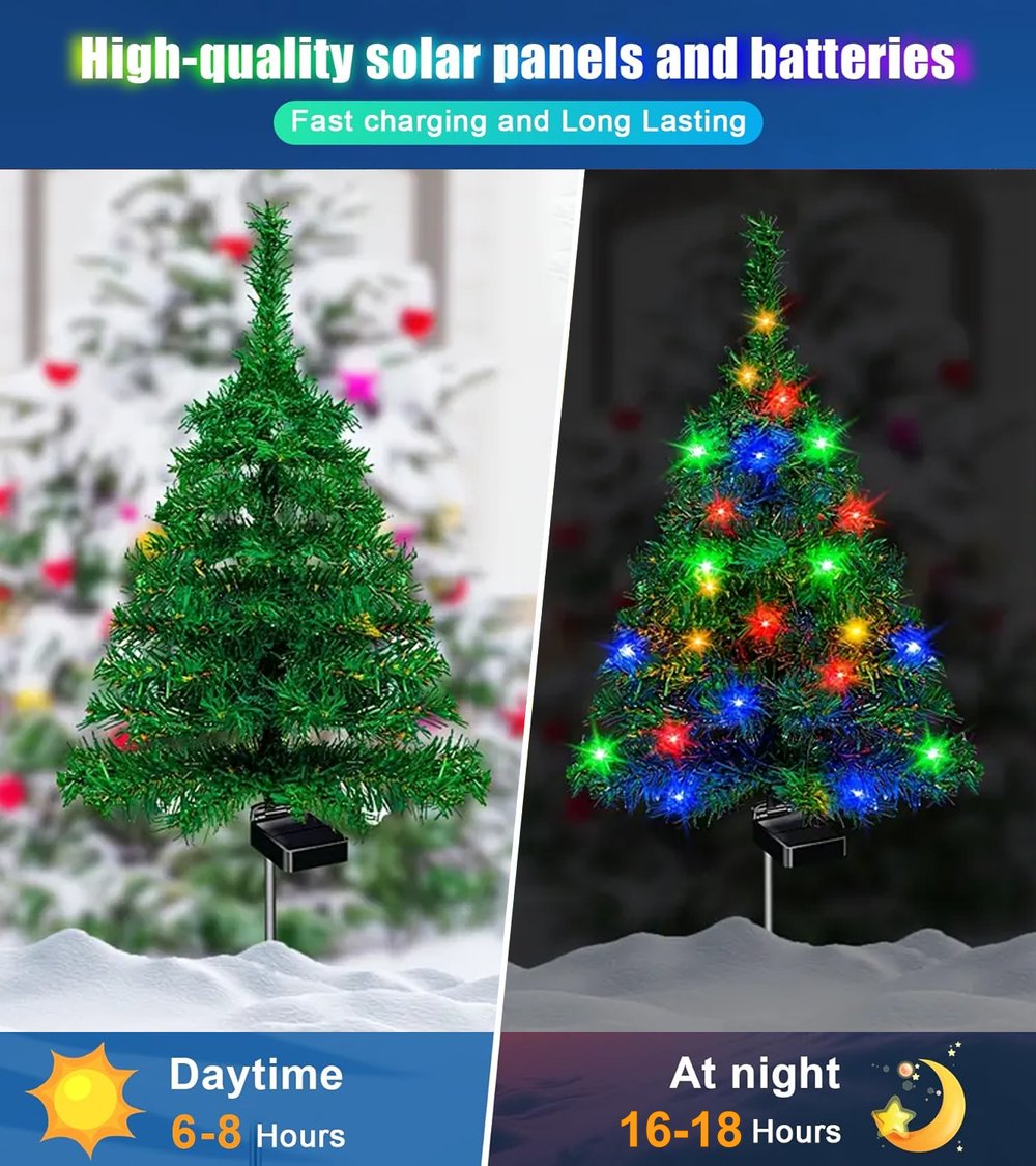 Christmas Lights Solar Tree Weatherproof for a Path or Patio