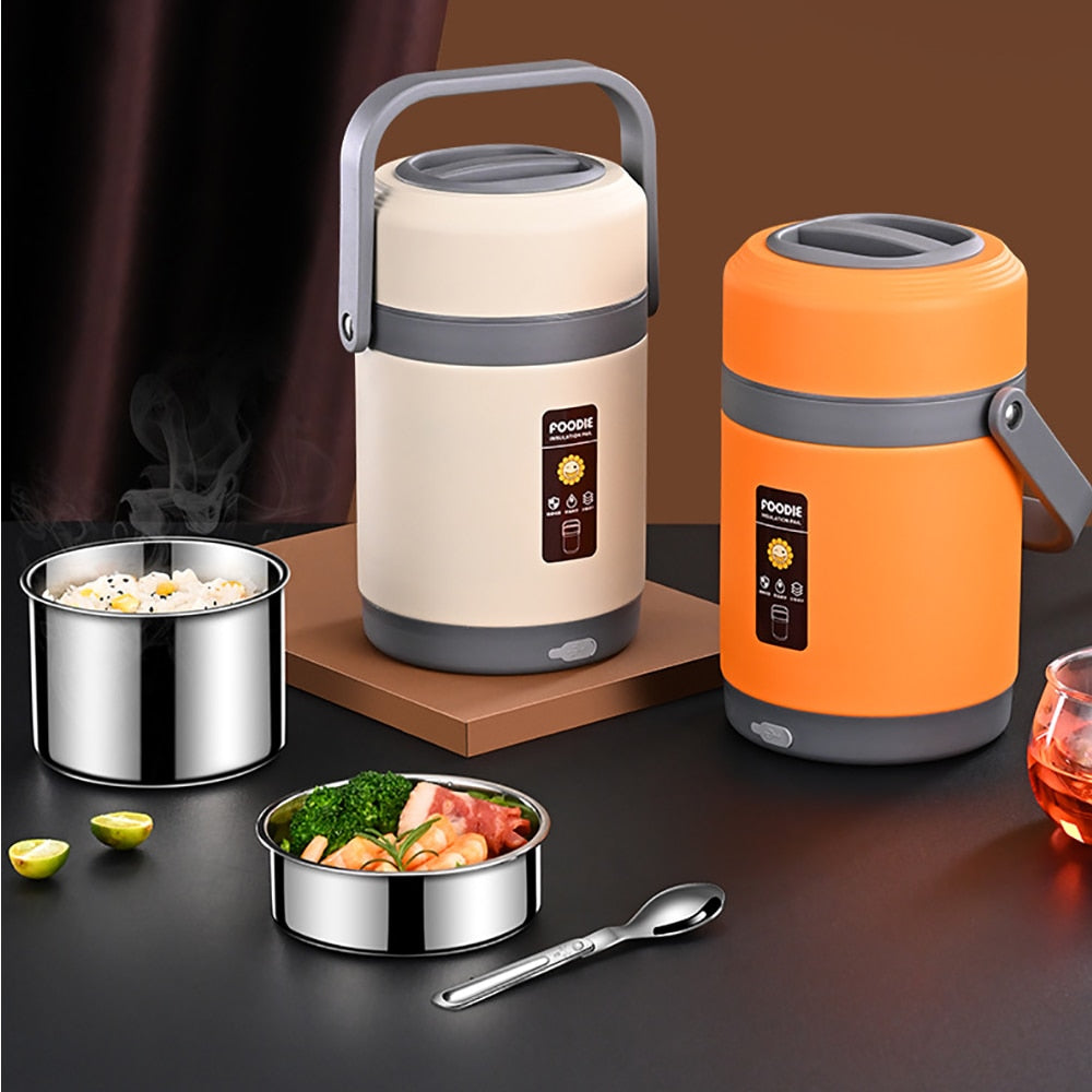 Electric Lunch Box Heated Food Container Stainless Steel with USB Power for Work