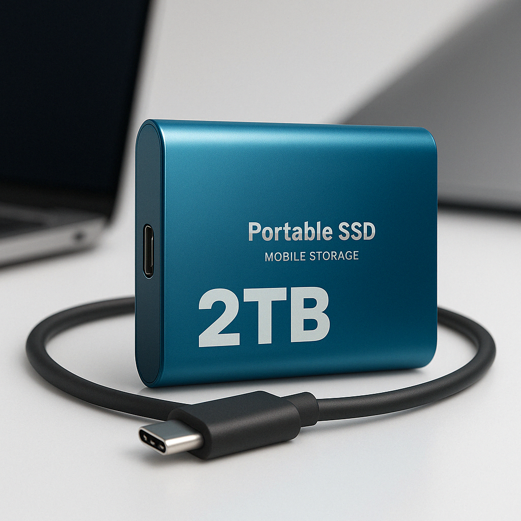 2TB SSD External Portable Solid State Drive for Fast File Storage and Transfer