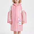 Boys Raincoat Cartoon Print Kids Rain Jacket with Hood and Backpack Compartment