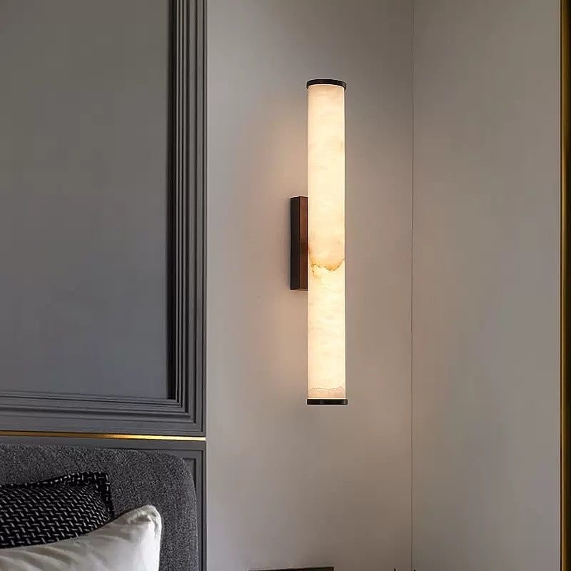 Office Lamp Marble Effect Wall Light LED with Copper Detail for a Minimalist Study Desk