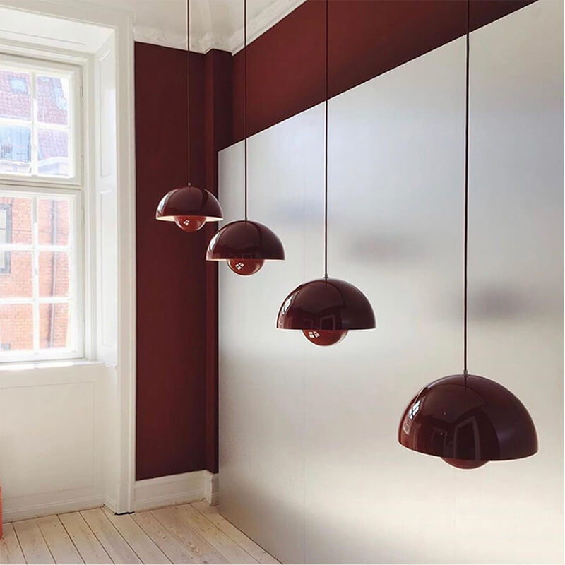 Nordic Dome Pendant Ceiling Lights with Warm or White Option in Six Colours