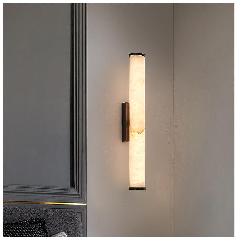 Office Lamp Marble Effect Wall Light LED with Copper Detail for a Minimalist Study Desk