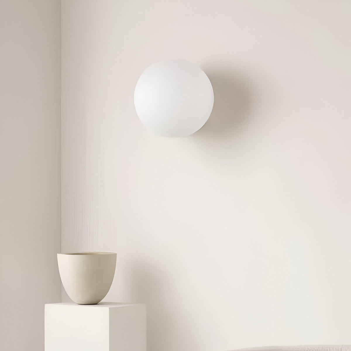Office Lamp Round Glass Wall Sconce LED with Metal Base and G9 Bulb for Study and Hallway