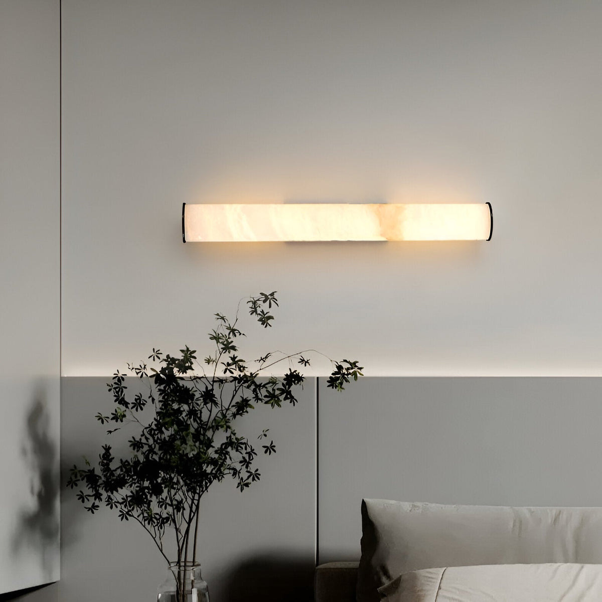 Office Lamp Marble Effect Wall Light LED with Copper Detail for a Minimalist Study Desk