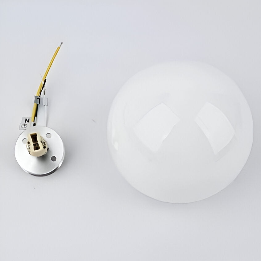 Office Lamp Round Glass Wall Sconce LED with Metal Base and G9 Bulb for Study and Hallway