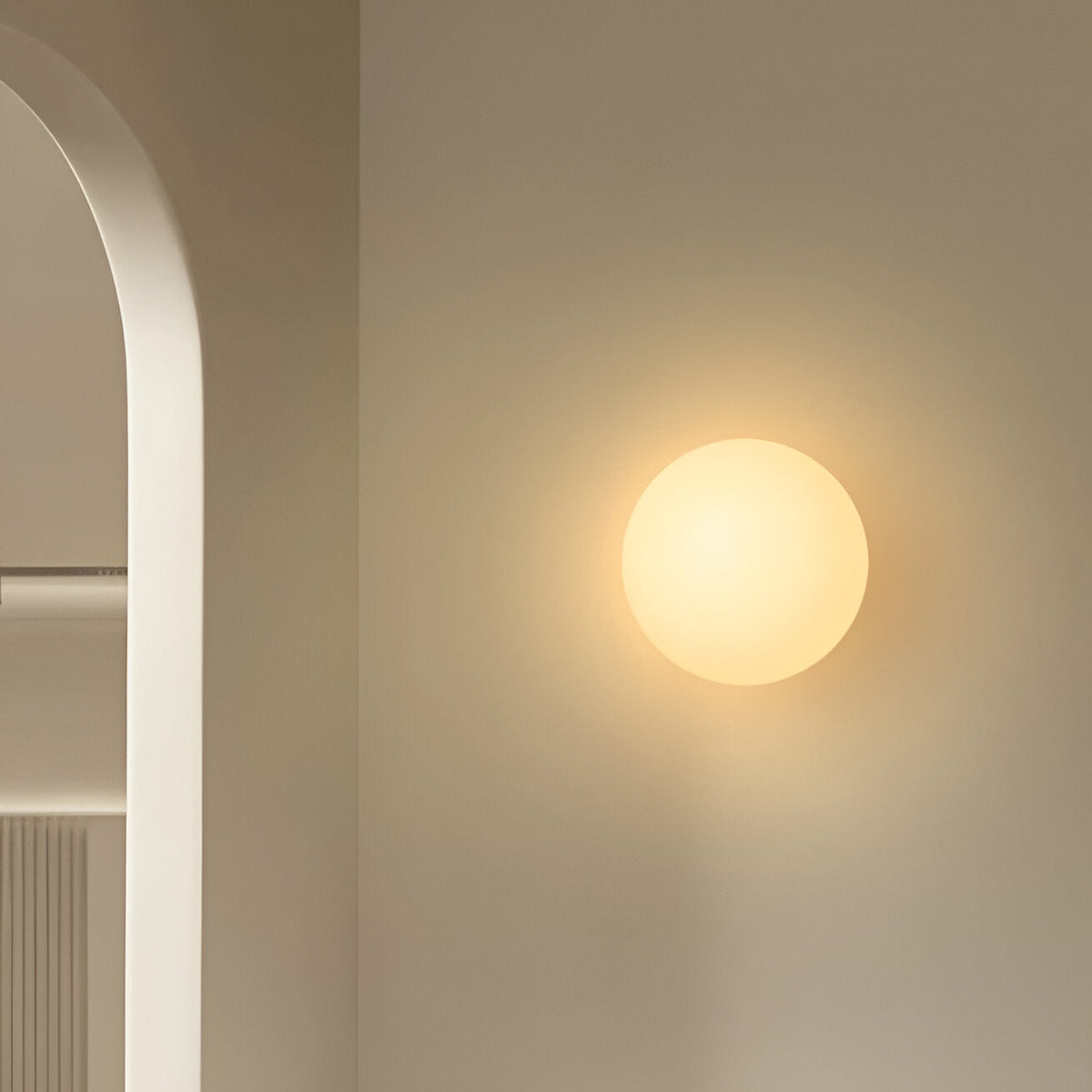 Office Lamp Round Glass Wall Sconce LED with Metal Base and G9 Bulb for Study and Hallway