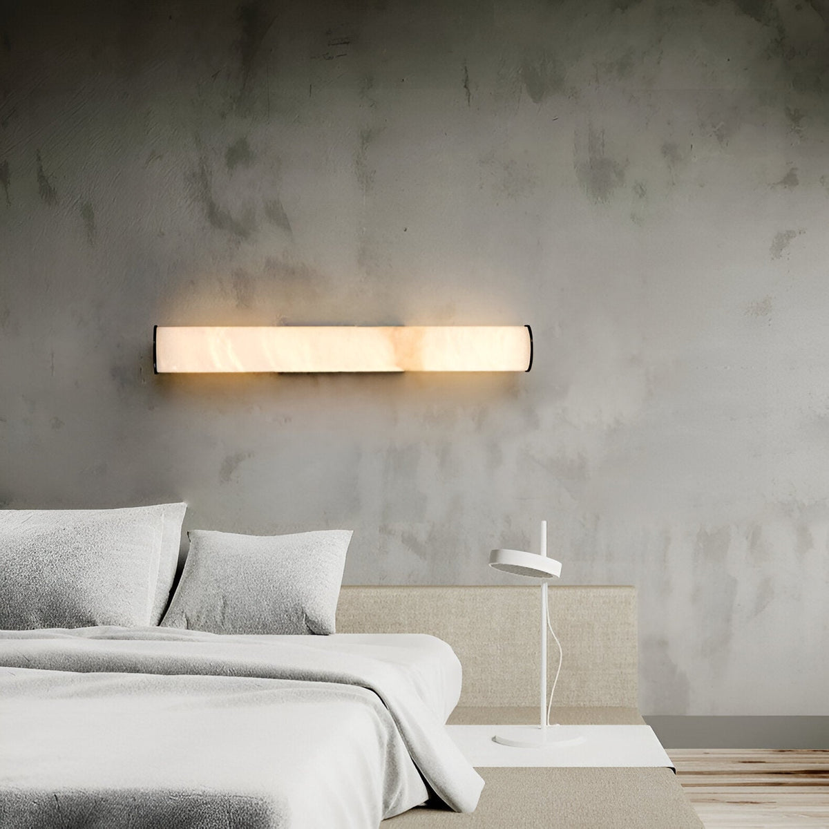 Office Lamp Marble Effect Wall Light LED with Copper Detail for a Minimalist Study Desk