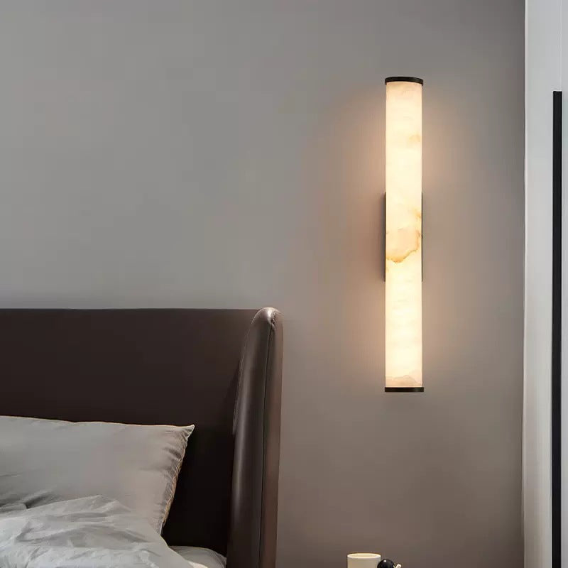 Office Lamp Marble Effect Wall Light LED with Copper Detail for a Minimalist Study Desk