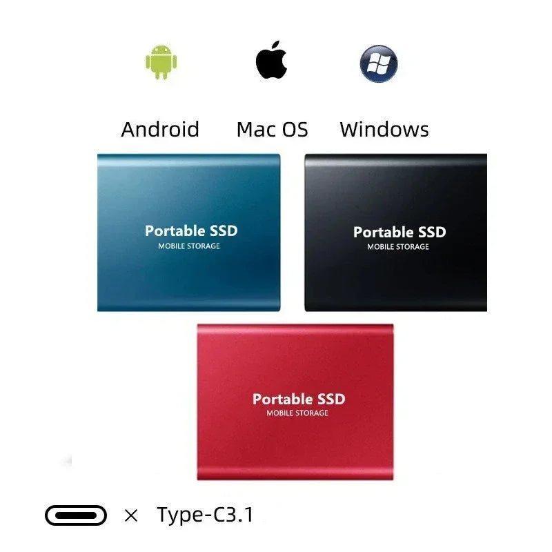 2TB SSD External Portable Solid State Drive for Fast File Storage and Transfer