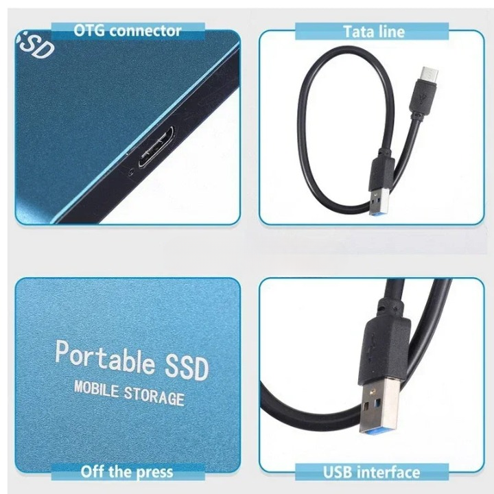2TB SSD External Portable Solid State Drive for Fast File Storage and Transfer