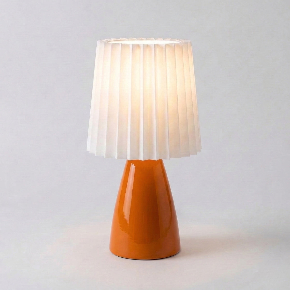 Scandinavian Ceramic Table Lamp with Pleated Shade and Tapered Base for Bedside