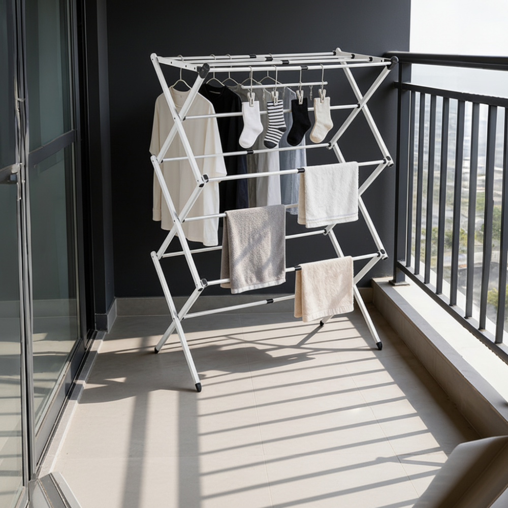 Clothes Airer Foldable Indoor Airer with Chrome Finished Steel Concertina Frame