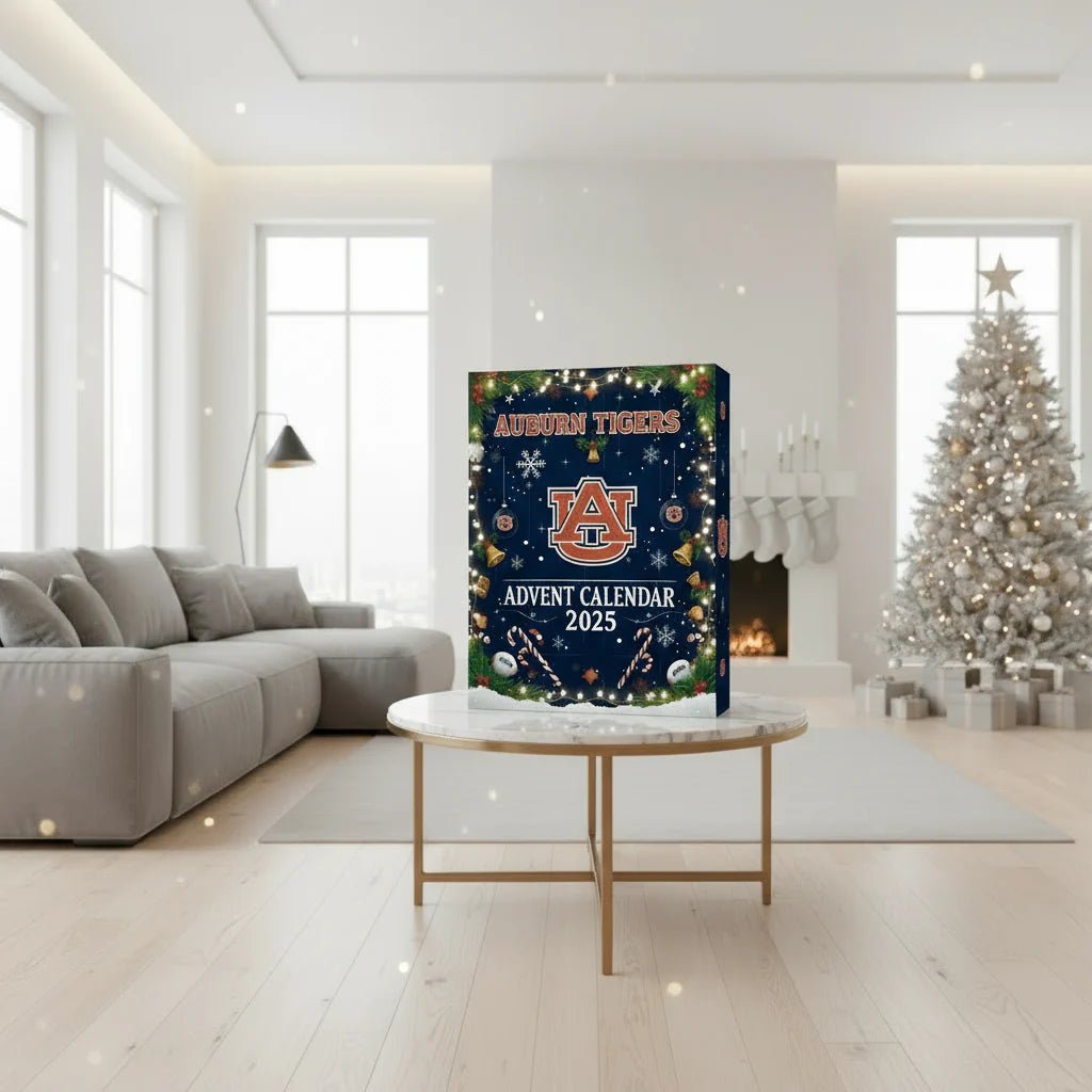 Advent Calendar with 25 Numbered Compartments Behind Festive Doors