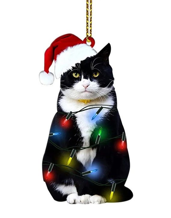 Christmas Ornaments Black Cat in Acrylic with Four Designs