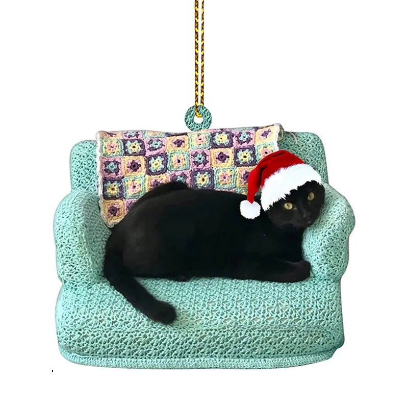 Christmas Ornaments Black Cat in Acrylic with Four Designs