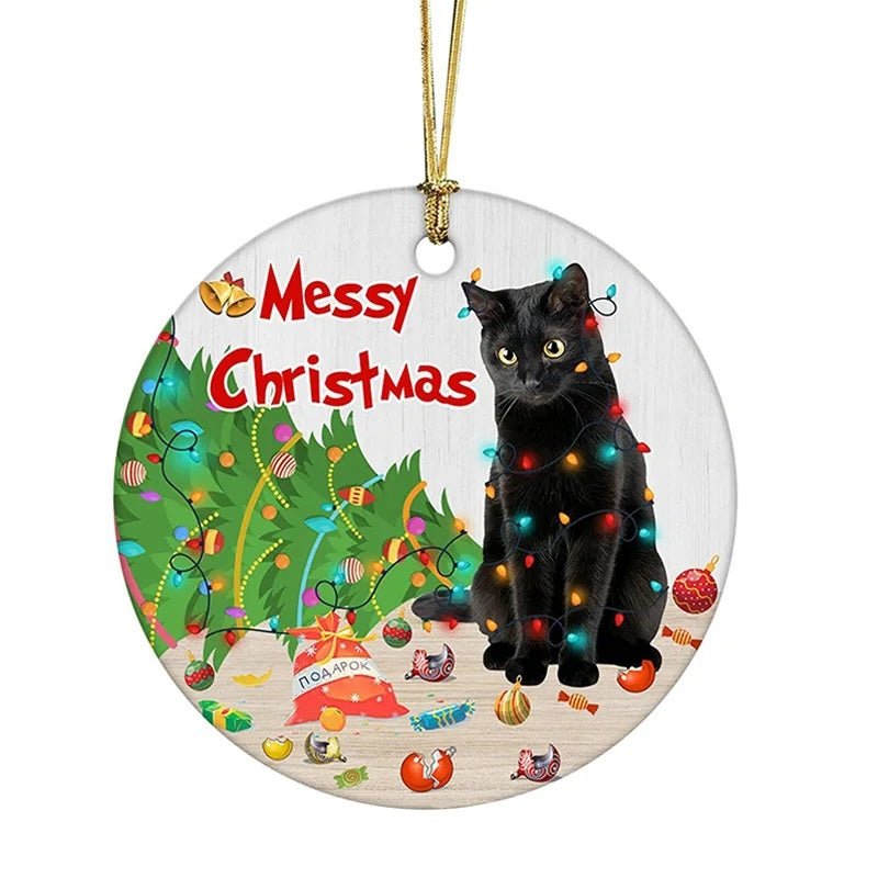 Christmas Ornaments Black Cat in Acrylic with Four Designs