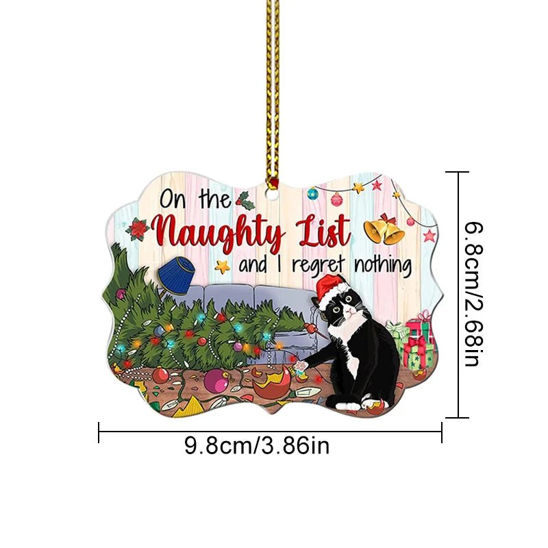 Christmas Ornaments Black Cat in Acrylic with Four Designs