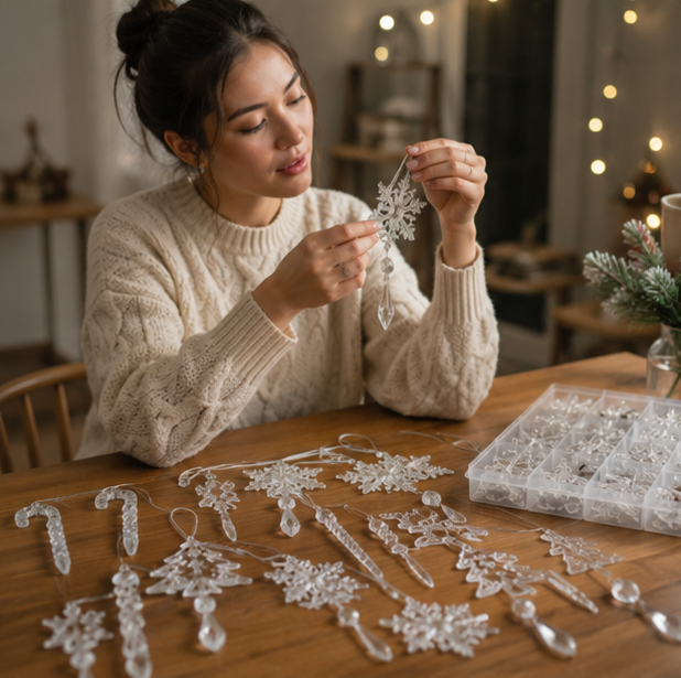 Christmas Decorations Acrylic Snowflakes and Icicles 18 or 36