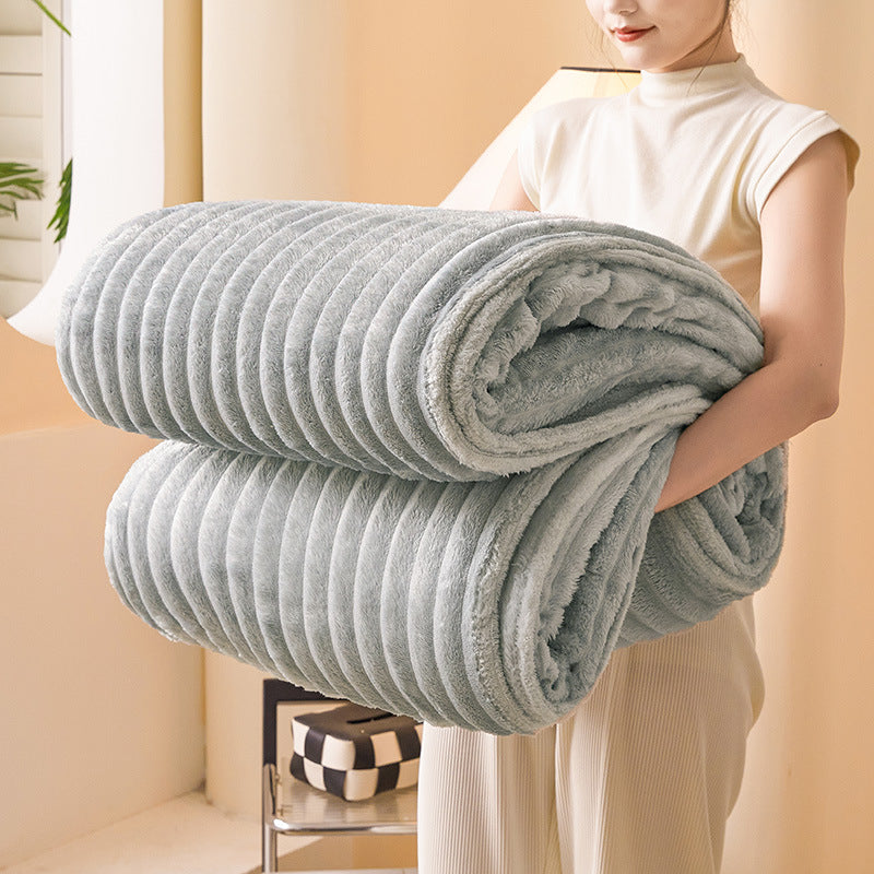 Large Throw Blanket Textured Loop Plush Cover for Sofa and Bed in Five Sizes