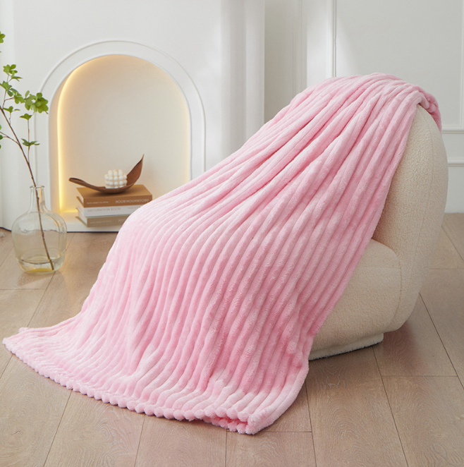 Large Throw Blanket Textured Loop Plush Cover for Sofa and Bed in Five Sizes