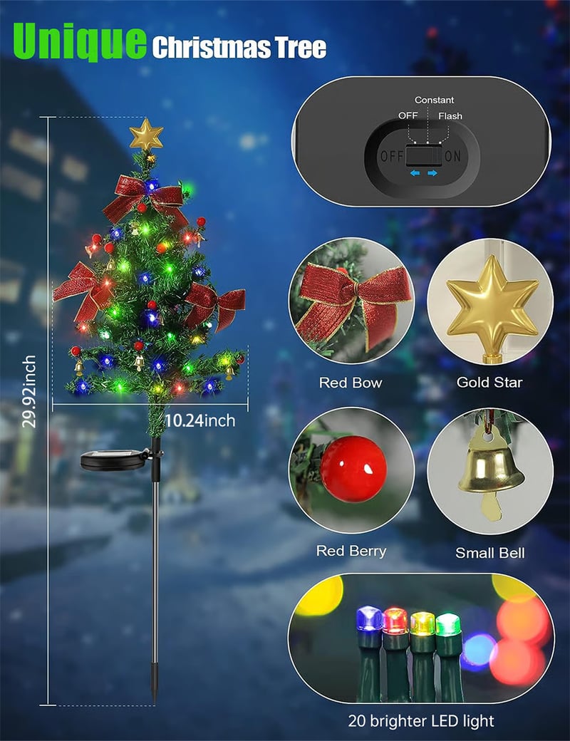 Christmas Lights Solar Tree Decor for a Garden or a Balcony