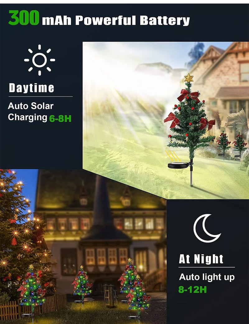 Christmas Lights Solar Tree Decor for a Garden or a Balcony