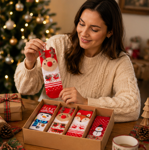 Christmas Decorations Sock Ornaments in Cotton with Nine Designs