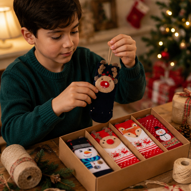Christmas Decorations Sock Ornaments in Cotton with Nine Designs