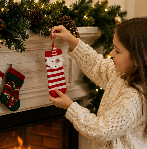 Christmas Decorations Sock Ornaments in Cotton with Nine Designs