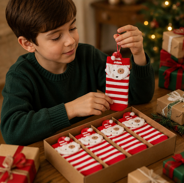 Christmas Decorations Sock Ornaments in Cotton with Nine Designs