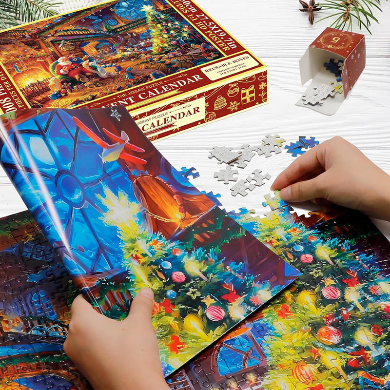 Advent Calendar Jigsaw in Daily Sections to a Finished Scene