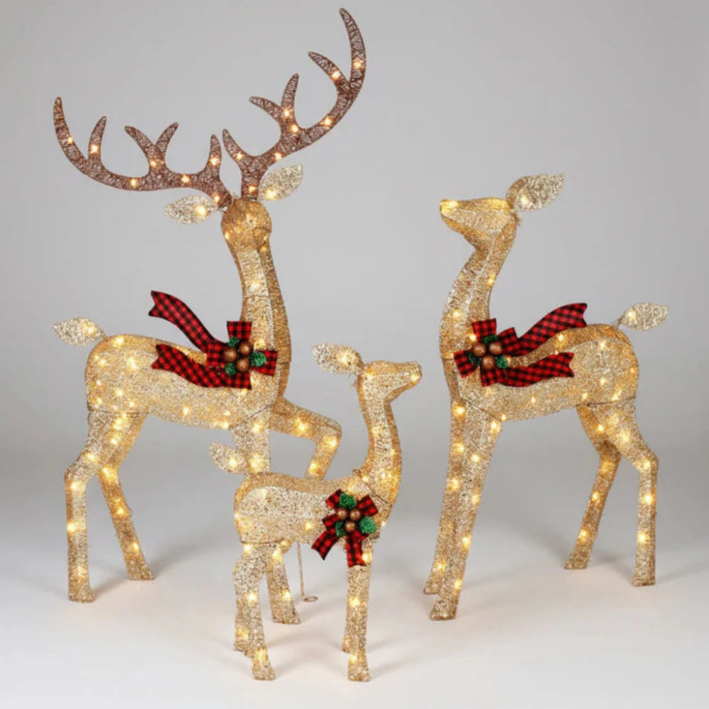 Christmas Decorations LED Reindeer Set of Three for Gardens with Stakes
