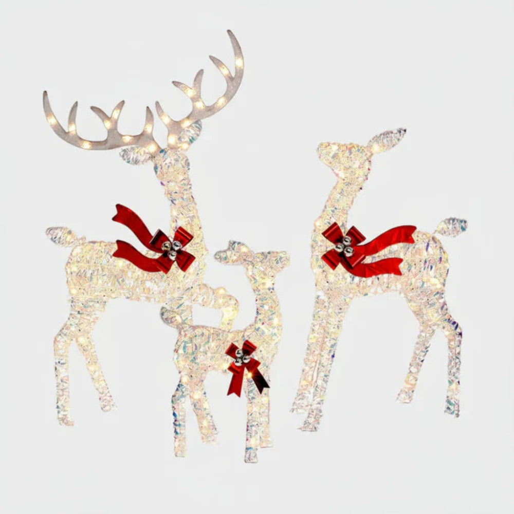 Christmas Decorations LED Reindeer Set of Three for Gardens with Stakes