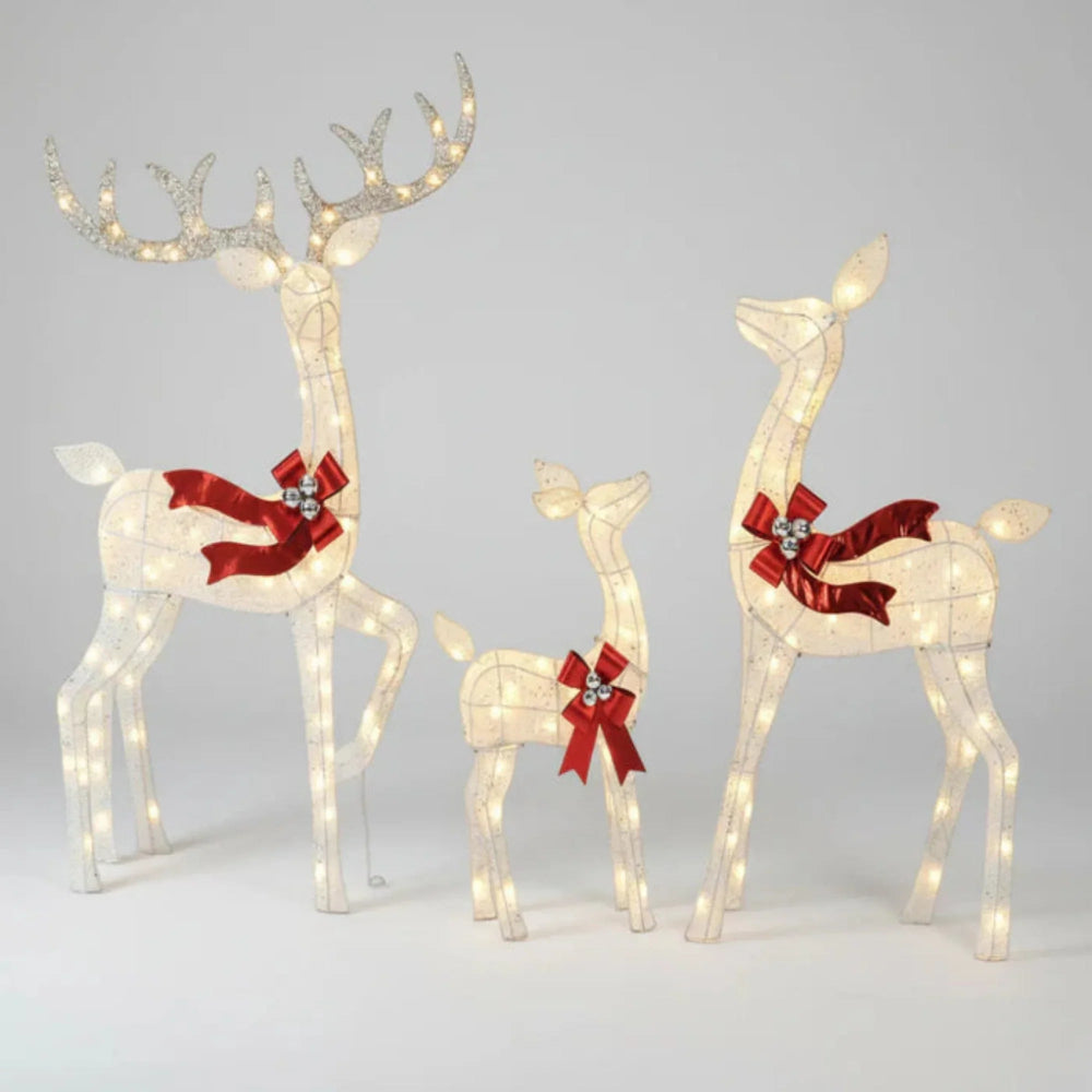 Christmas Decorations LED Reindeer Set of Three for Gardens with Stakes