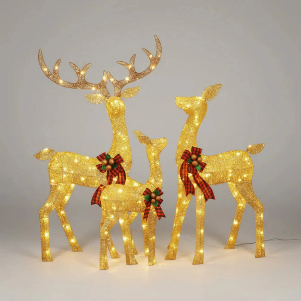 Christmas Decorations LED Reindeer Set of Three for Gardens with Stakes