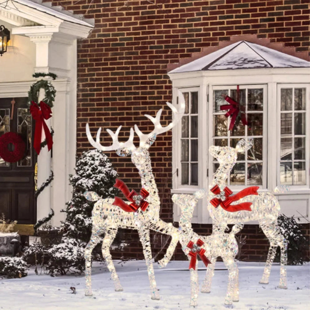 Christmas Decorations LED Reindeer Set of Three for Gardens with Stakes