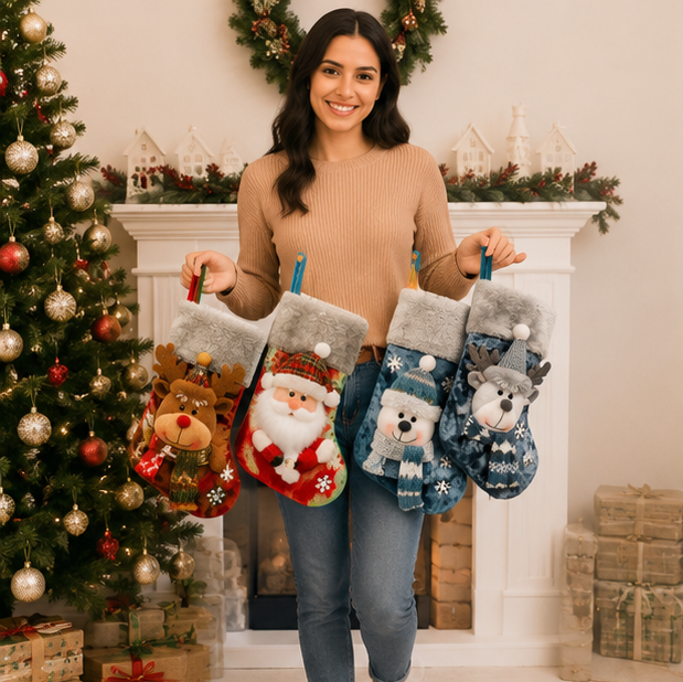 Christmas Decorations Gift Socks in Three Characters or a Trio