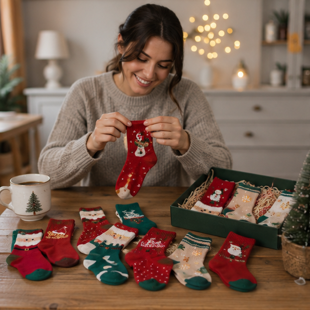 Christmas Decorations Cotton Sock Ornaments in One Three or Five Pairs
