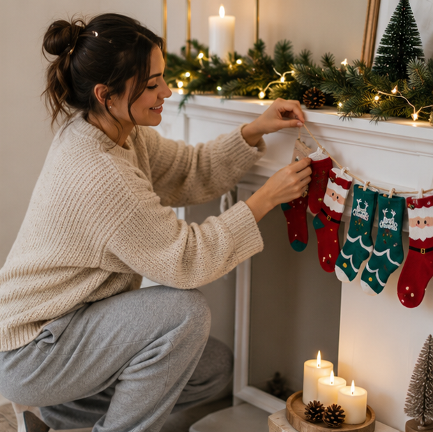 Christmas Decorations Cotton Sock Ornaments in One Three or Five Pairs