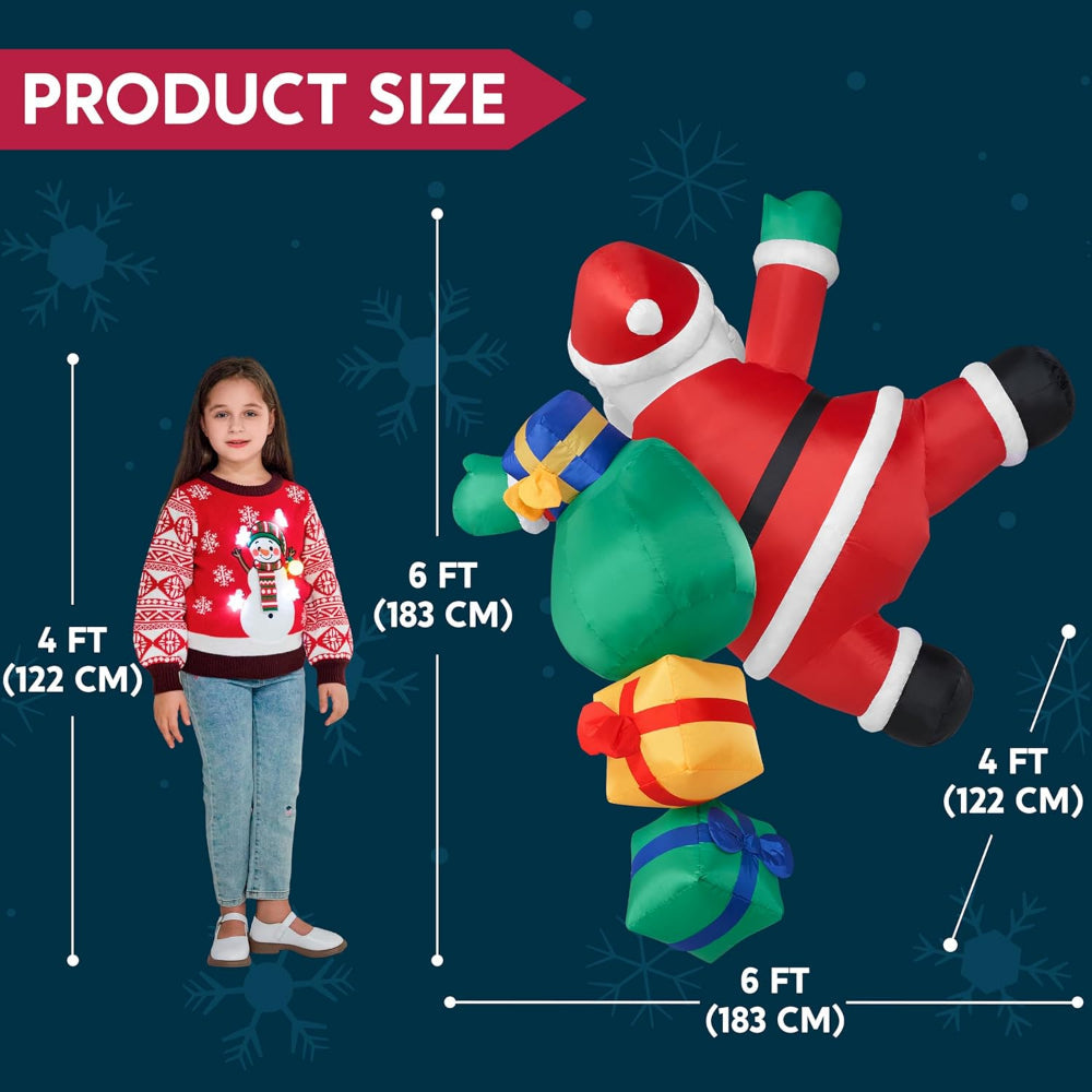 Christmas Decorations Inflatable Santa Climbing with LEDs for a Yard